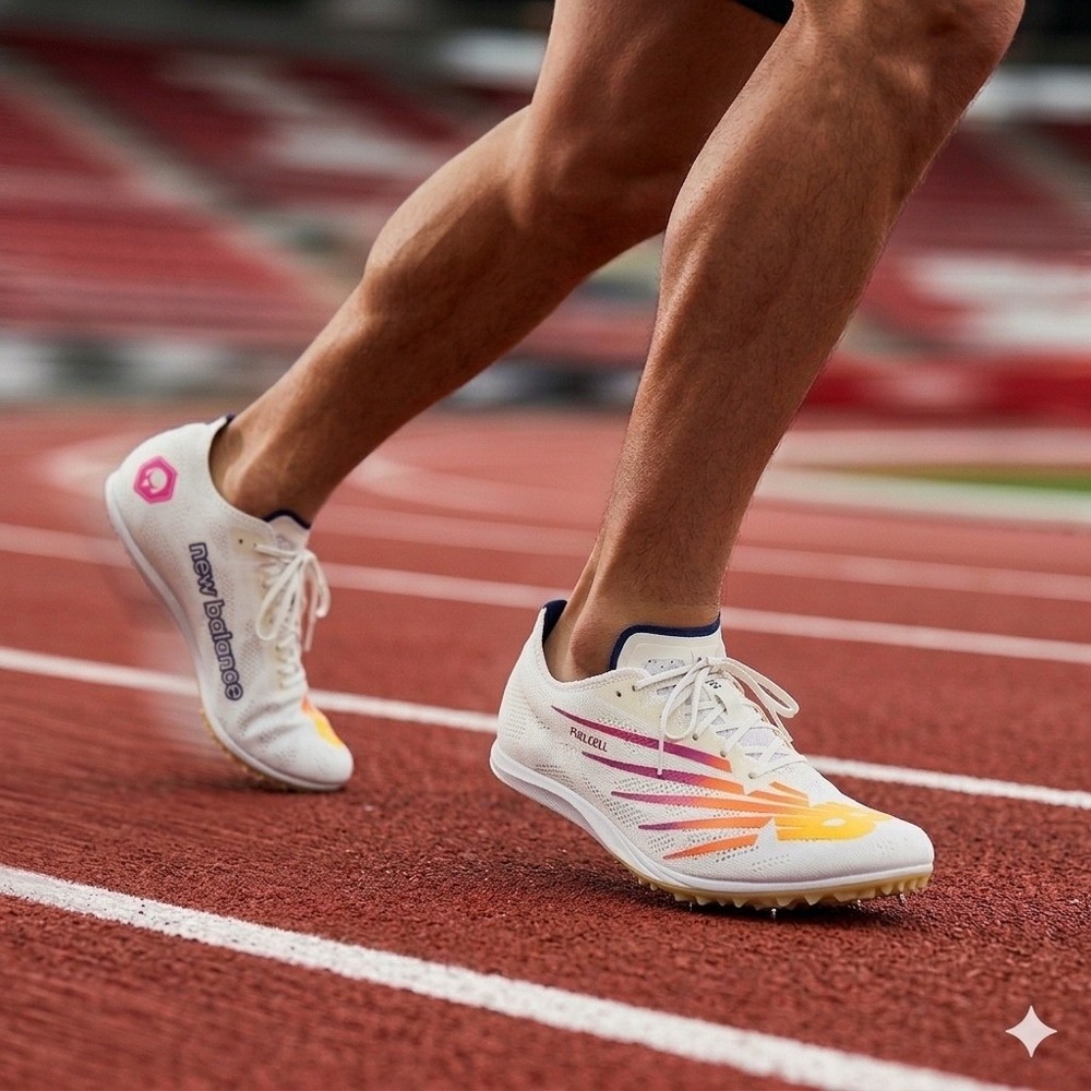New Balance MD800v8 Running Spikes Mens 10.5 White Yellow New FuelCell MMD800W8 - Picture 1 of 16